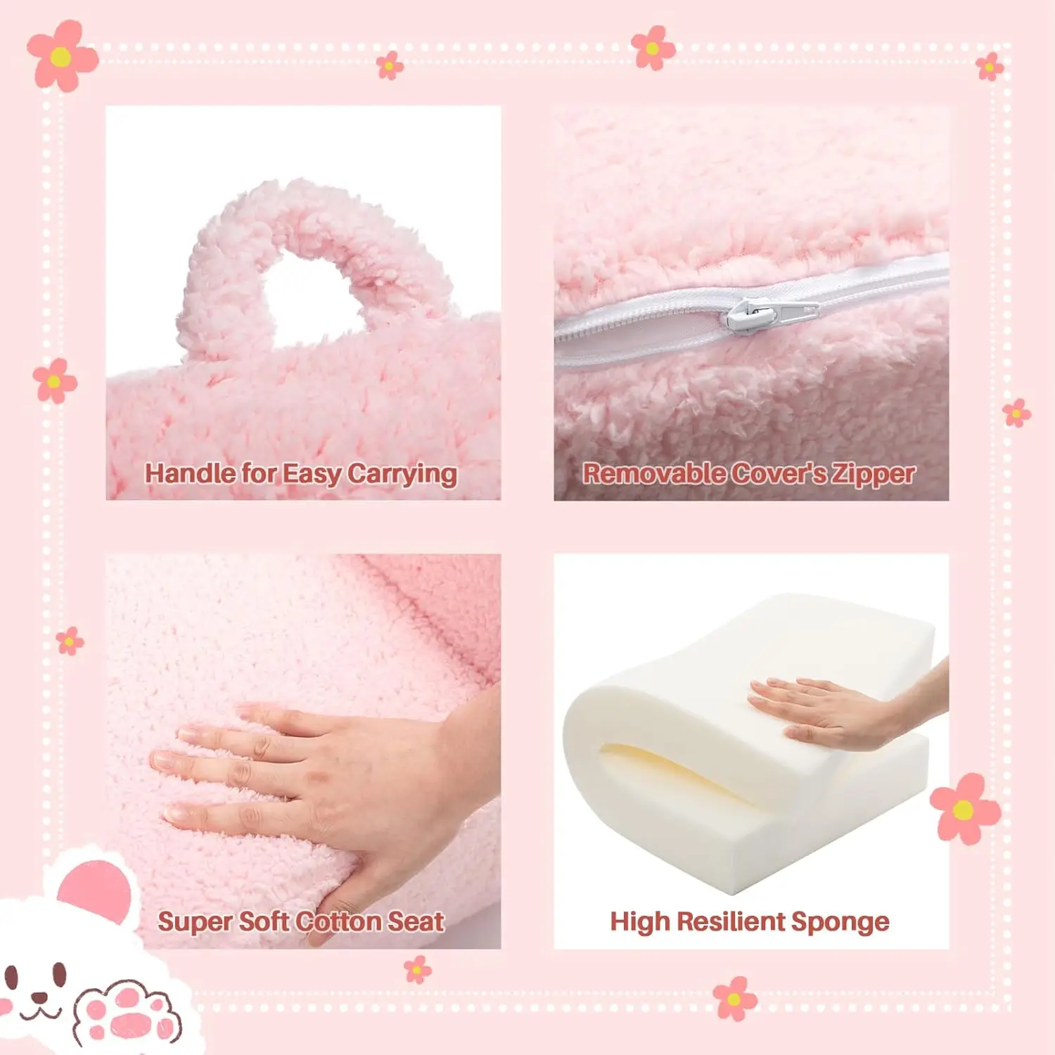 Kids Ultra-Soft Snuggle Foam Filled Chair, Toddler Cuddly Sherpa Reading Couch for Boys and Girls, Pink 5
