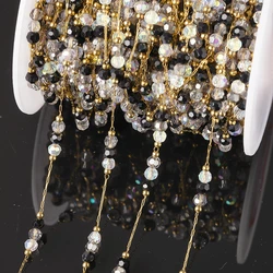 Stainless Steel Colorful Crystal Beading Chain (Black Clear)