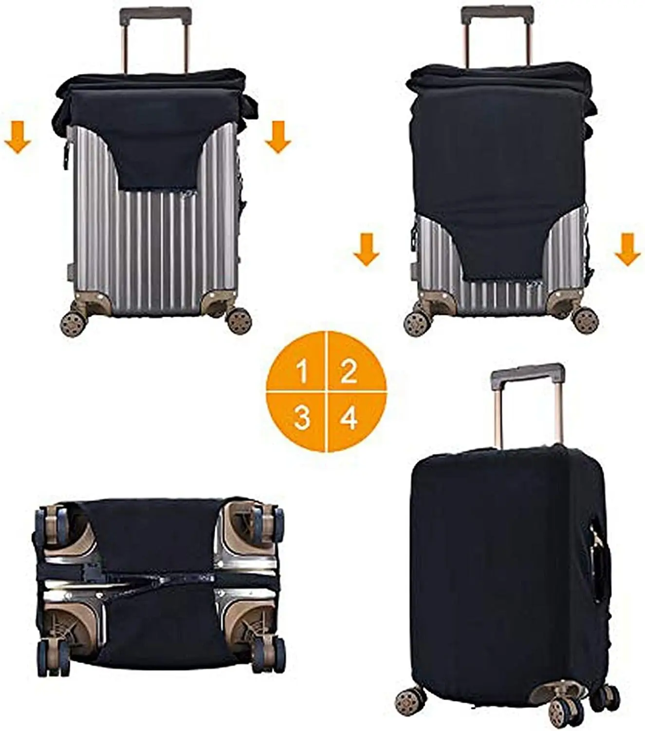 Custom Luggage Cover Personalized 1pc Suitcase Cover with Photo Text Customized Elastic Suitcase Protector Washable Double-Sided 6