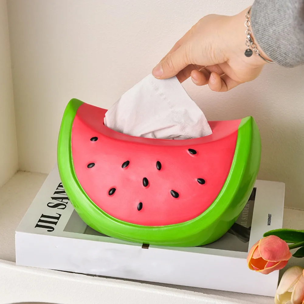 모델 수박 티슈 박스 장 과일 수박 종이 보관함 화려한 수집용 수박 장식품