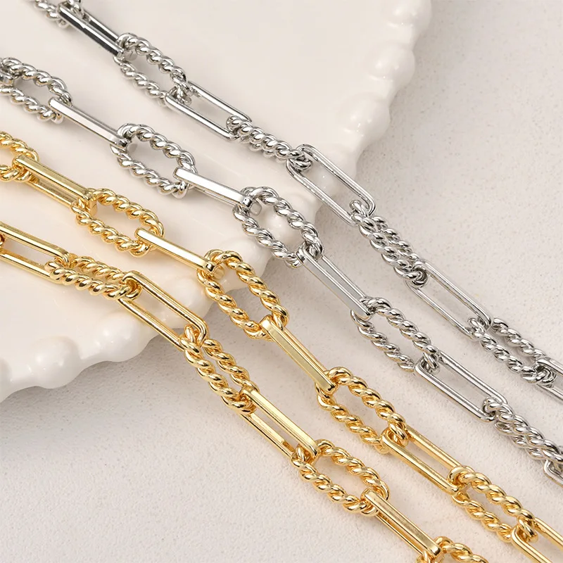Color Rectangle Thick Chain Cross Chain Link Bulk Chain For Jewelry