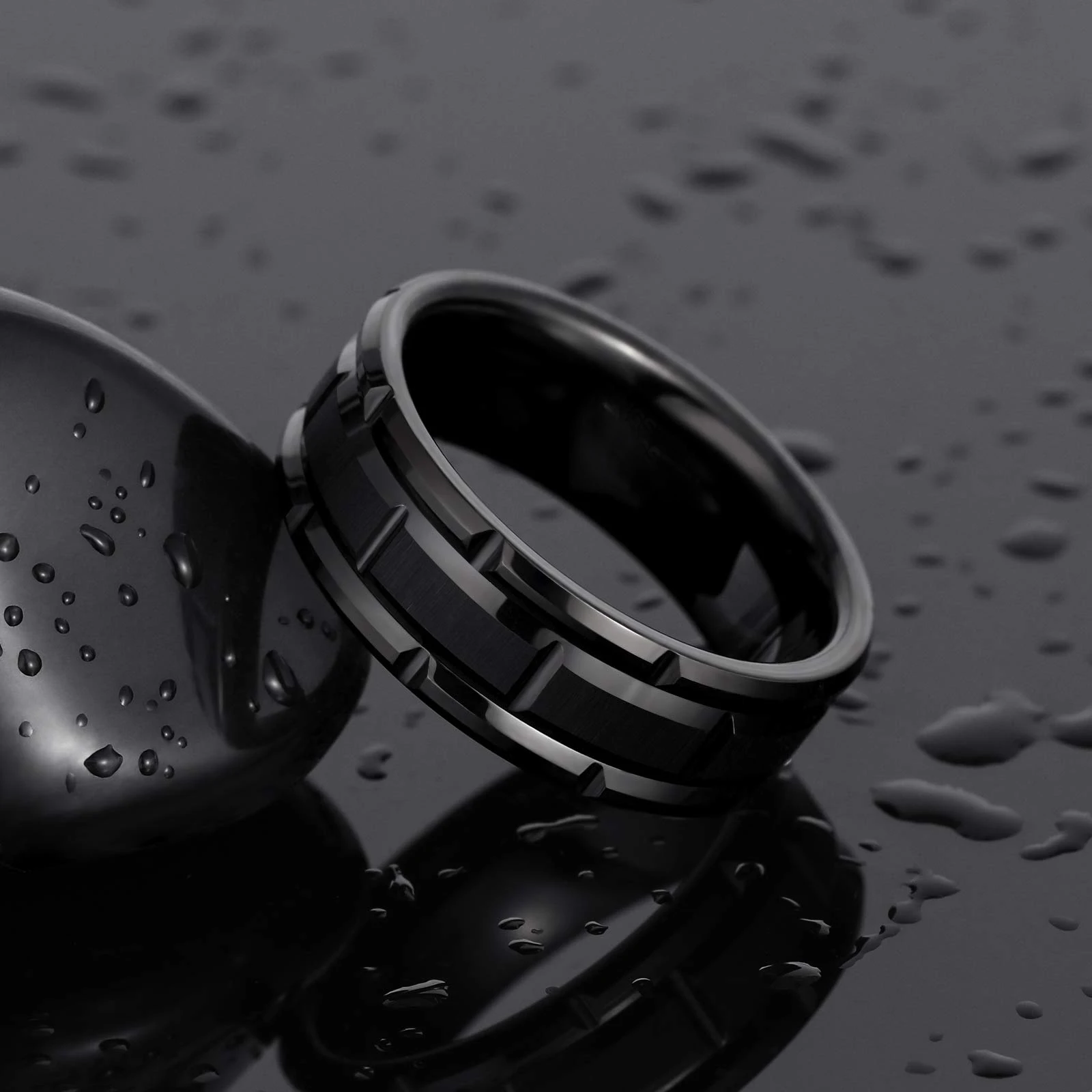 Womens Ring Couple Rings Finger Rings Jewelry Rings Ring Jewelry Fashion Jewelry for Lover Gifts Couple Rings for Women Black Rhinestone Female Rings Set Men Stainless Steel Ring Set