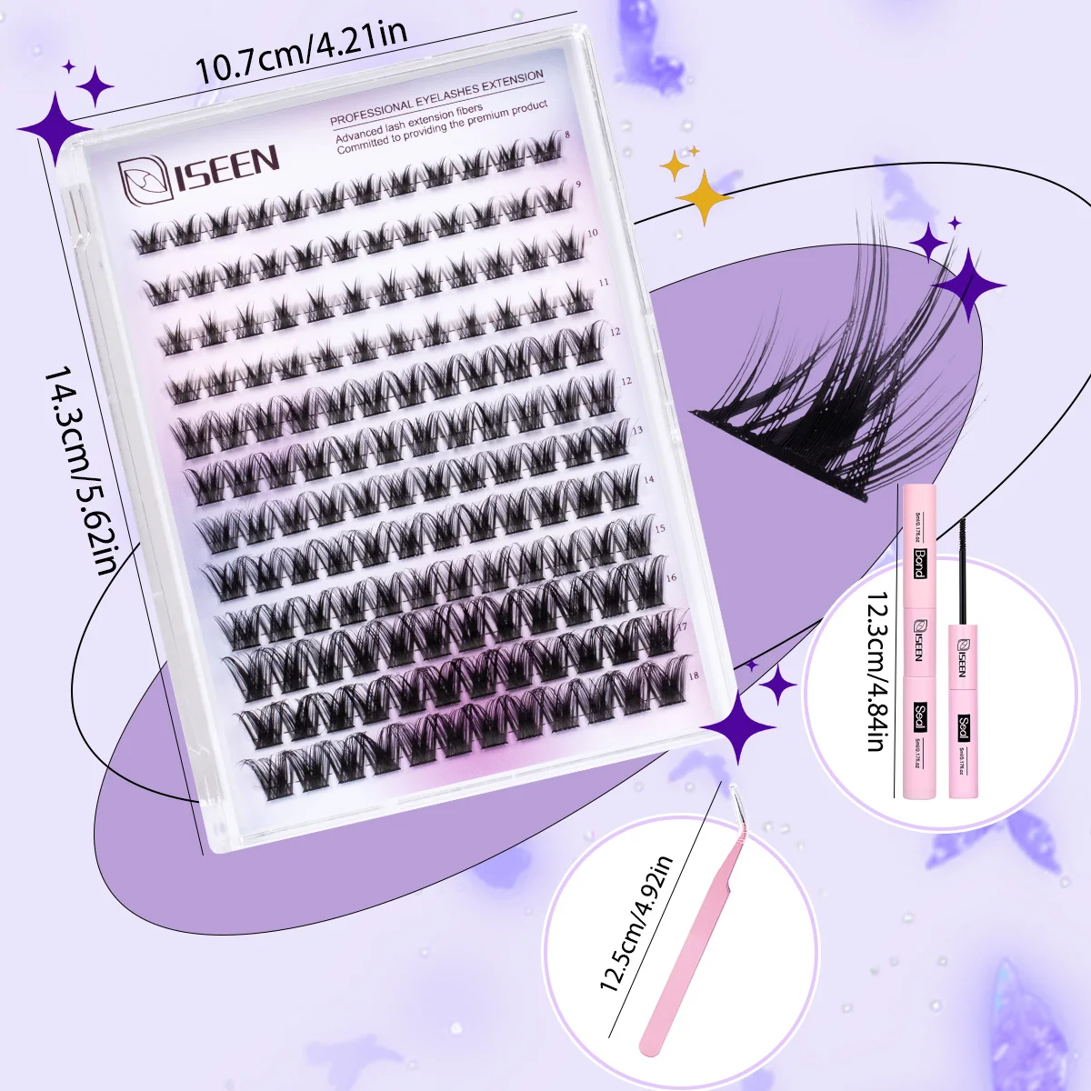 C Curl Cluster Eyelash Extensions Kit with Tweezer