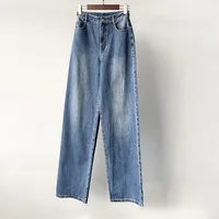 New Arrival Long Straight-leg Wide-leg Cotton Blue Jeans Women