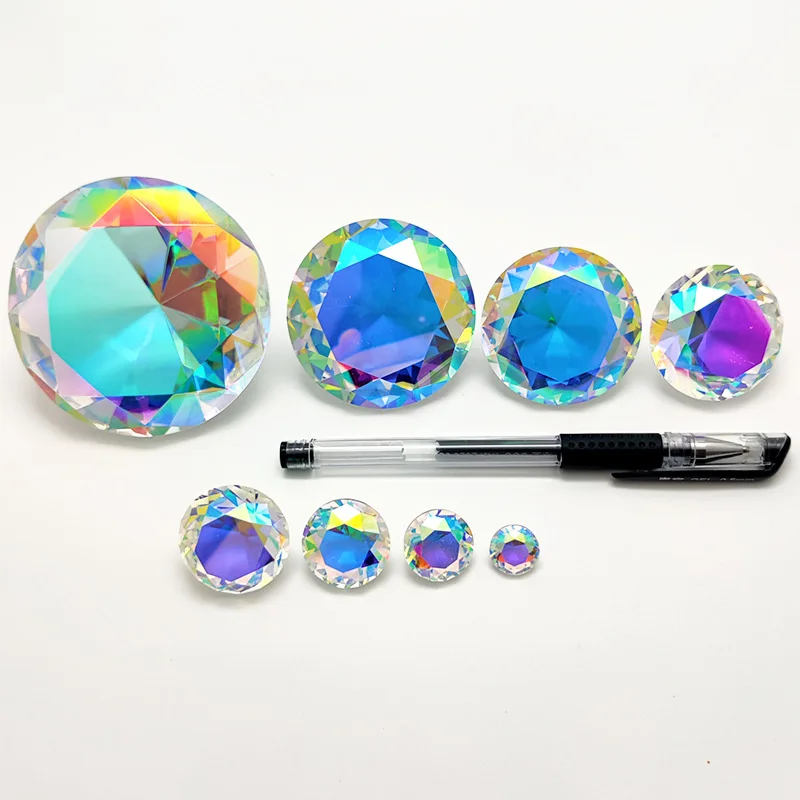 AB Colorful K9 Crystal Diamond Paperweight Decorative Rainbow Maker Prism Glass Diamonds Wedding Home Desktop Decoration ornament crafts miniature ornament glass ornament crystal stone ornament crystal ornament miniature figurines 30-80mm