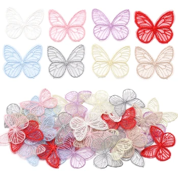 20Pcs Embroidery Fabric Butterfly Flowers 1