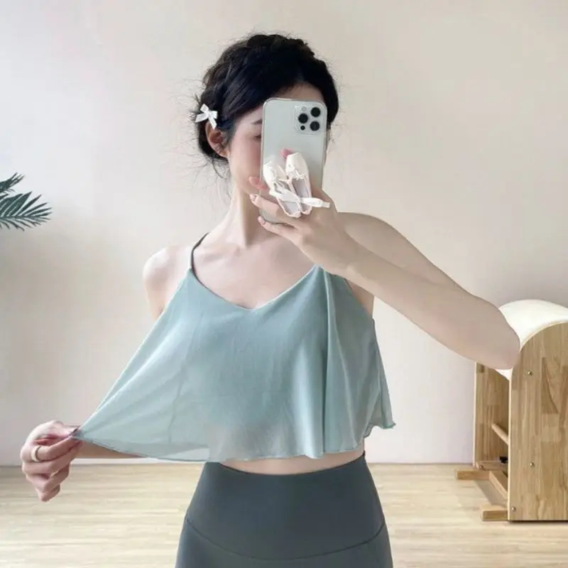 Women's Yoga Sports Bra Top with Chest Pad Running Training Fitn Training Vest Ins Super Hot Girl Sportswear Polyester Fiber