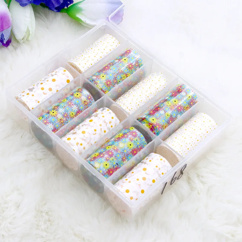 

10 Rolls Spring Daisy Nail Transfer Foil Summer Sunflower Sticker Paper DIY Slider 4*100cm Foil Manicure Art Decorations Decals