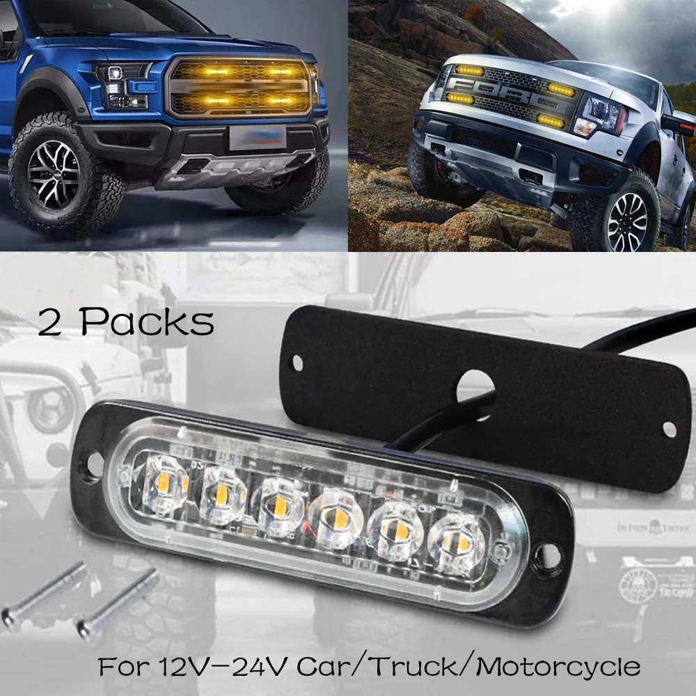 

2 Pack 12V 24V Car Strobe Lights Bar Emergency Warning Flashing Led Lights Strip for Trucks Motorcycle Police Automotive SUV