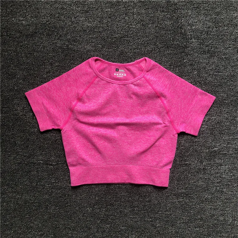 Yoga Top Sports T Shirt Yoga Shirt Sports Shirt Yoga Shirts Short Sleeve Solid Color Vital Seamless Women Fitness Crop Top Workout Tops Gym Clothes Sportswear Running T-shirts