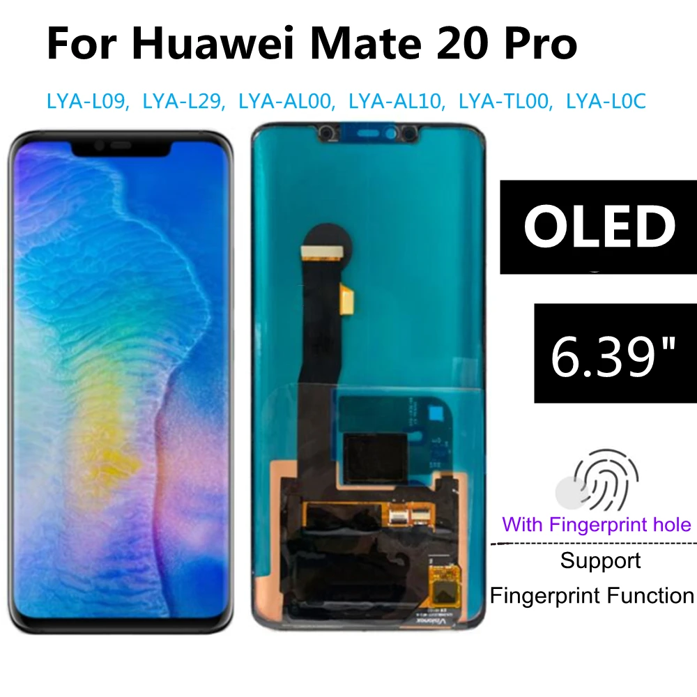 

6.39" OLED For Huawei Mate 20 Pro LCD Display With Fingerprint, LYA-L09,L29,AL00 Touch Screen Digitizer Assembly For Mate20Pro