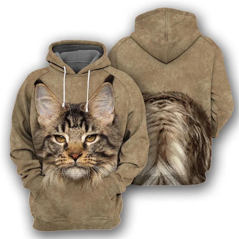 Sudadera con capucha con estampado 3D de gato británico de pelo corto para hombre, jerseys de manga larga, sudaderas con capucha de gran tamaño con estampado de gatos lindos para primavera y otoño