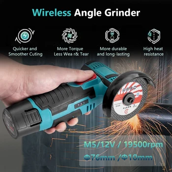 12V 3 Inch Mini Angle Grinder 19500rpm Household Cutting Machine Polishing Machine Micro Angle Grinder Cordless Power Tool 5