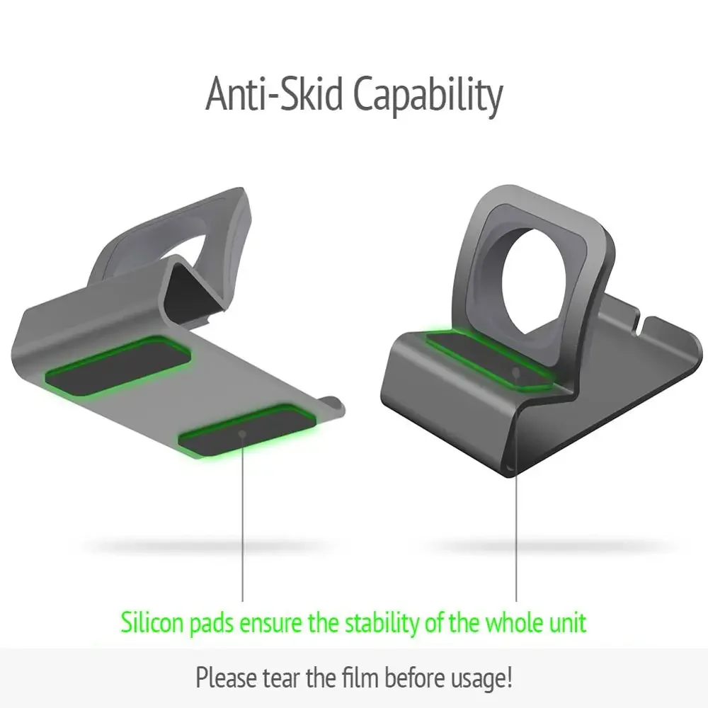 Aluminum Charger Stand for Apple Watch Dock Station Charging Holder for iWatch 10/9/SE/8/7/6/5/4/3/2/1 Ultra 1 2 Silicon Bracket