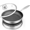 LMETJMA Stainless Steel Frying Pan Nonstick Honeycomb Fry Pan With Lid Induction Ceramic Electric Gas Cooktops Compatible KC0480