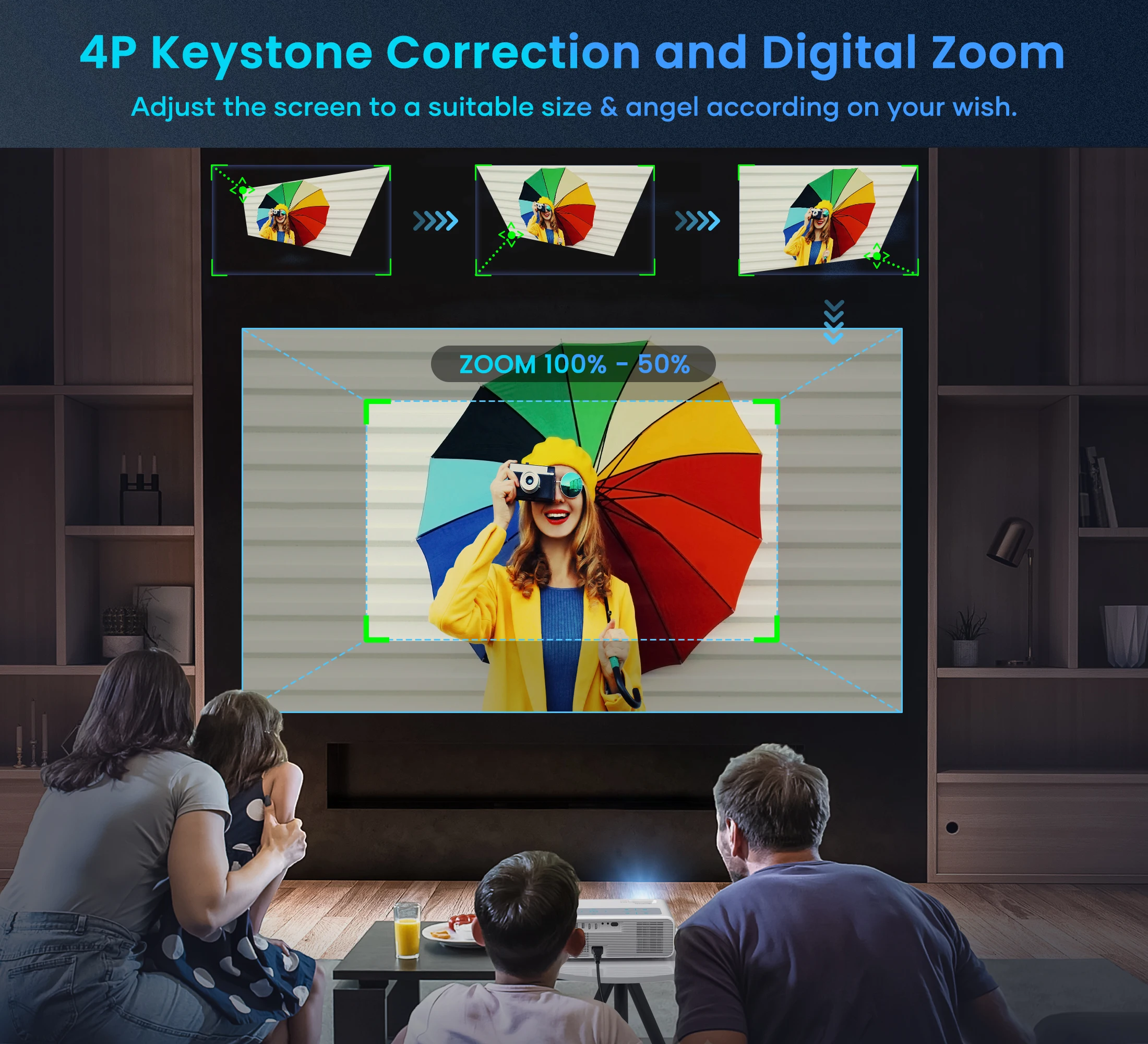 BIGASUO 1800ANSI Upgraded 4K Projector android Native 1080P Wifi6 BT5.0 Home Projector Max 300'' Contrast 25000：1 Outdoor Cinema