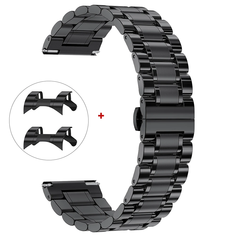 Elegant Stainless Steel Curved-End Bracelet with Butterfly Buckle