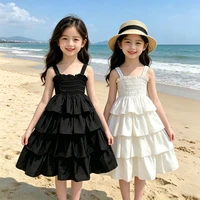Robe d'été 2026 pour filles, sans manches, à bretelles, style décontracté, à volants superposés, pour la plage ou les fêtes, pour enfants de 3 à 12 ans 1