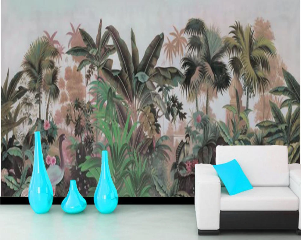 Papel De Parede Custom Tropical Plant Leaves Retro Style Wallpaper Mural,Living Room Tv Wall Bedroom Home Decor Alx Unishirt24H
