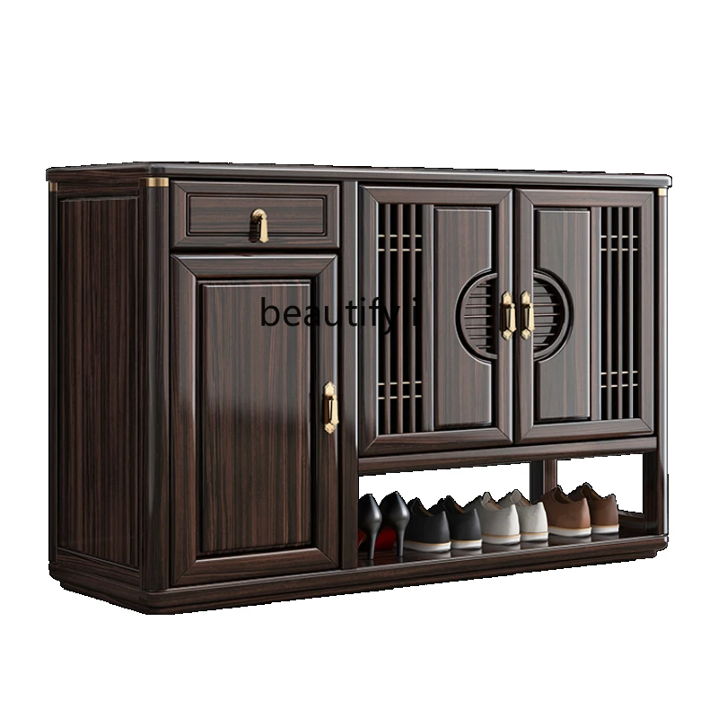 

New Chinese Style Ugyen Wood Solid Wood Shoe Cabinet Home Doorway Entrance Cabinet Zen Storage Cabinet Locker