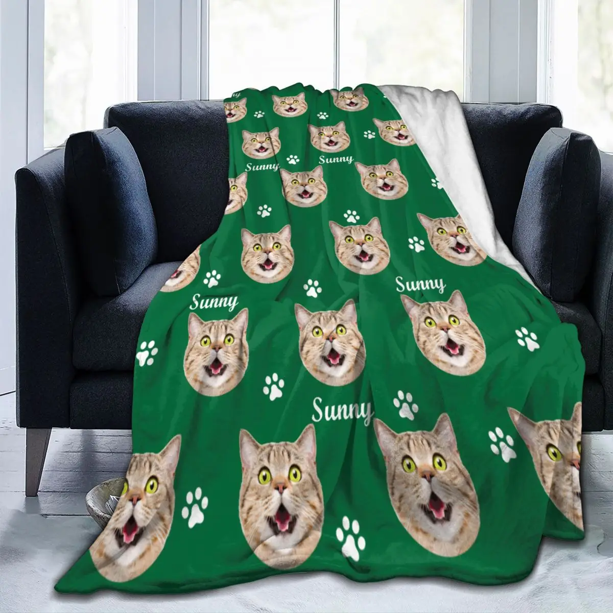 

Custom Pet Portrait Fleece Throw Blanket for Sofa Personalized Cat/Dog Photo Flannel Blankets Home Decor POD Dropshipping