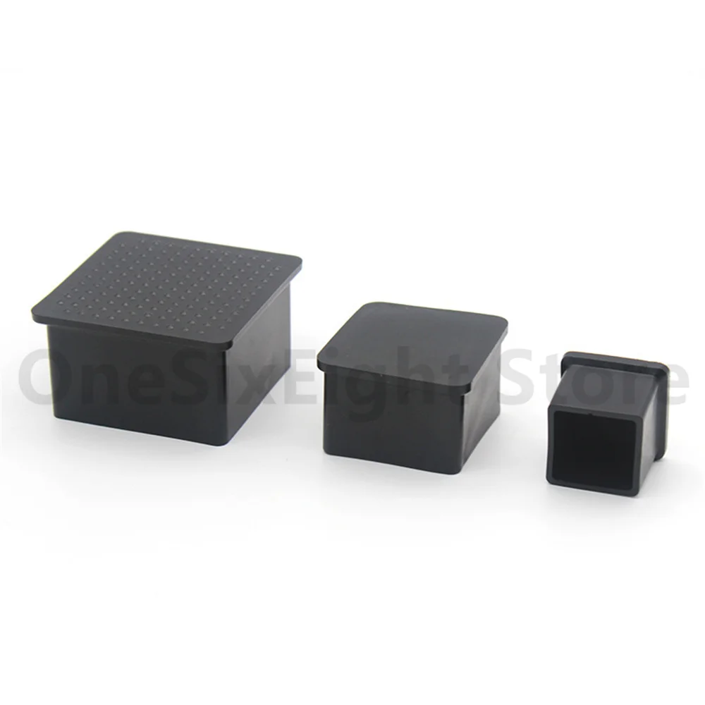 Black Square Rubber Chair Table Feet Furniture End Cover Caps