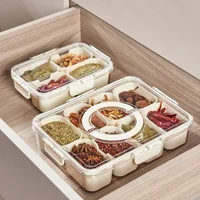 8 Grid Divided Serving Tray Snack Platters Organizer with Lid Handle Snack Fruits Food Box Fresh-keeping Kitchen Accessories New 1