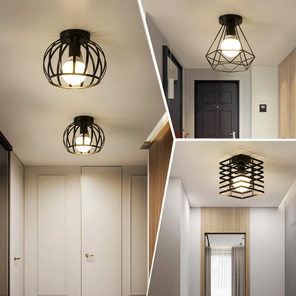 

Retro E27 LED Ceiling Lights Loft for Bedroom Indoor Vintage Iron Ceiling Lamps Cozy Decor for Home Corridor Aisle Indoor Lamp