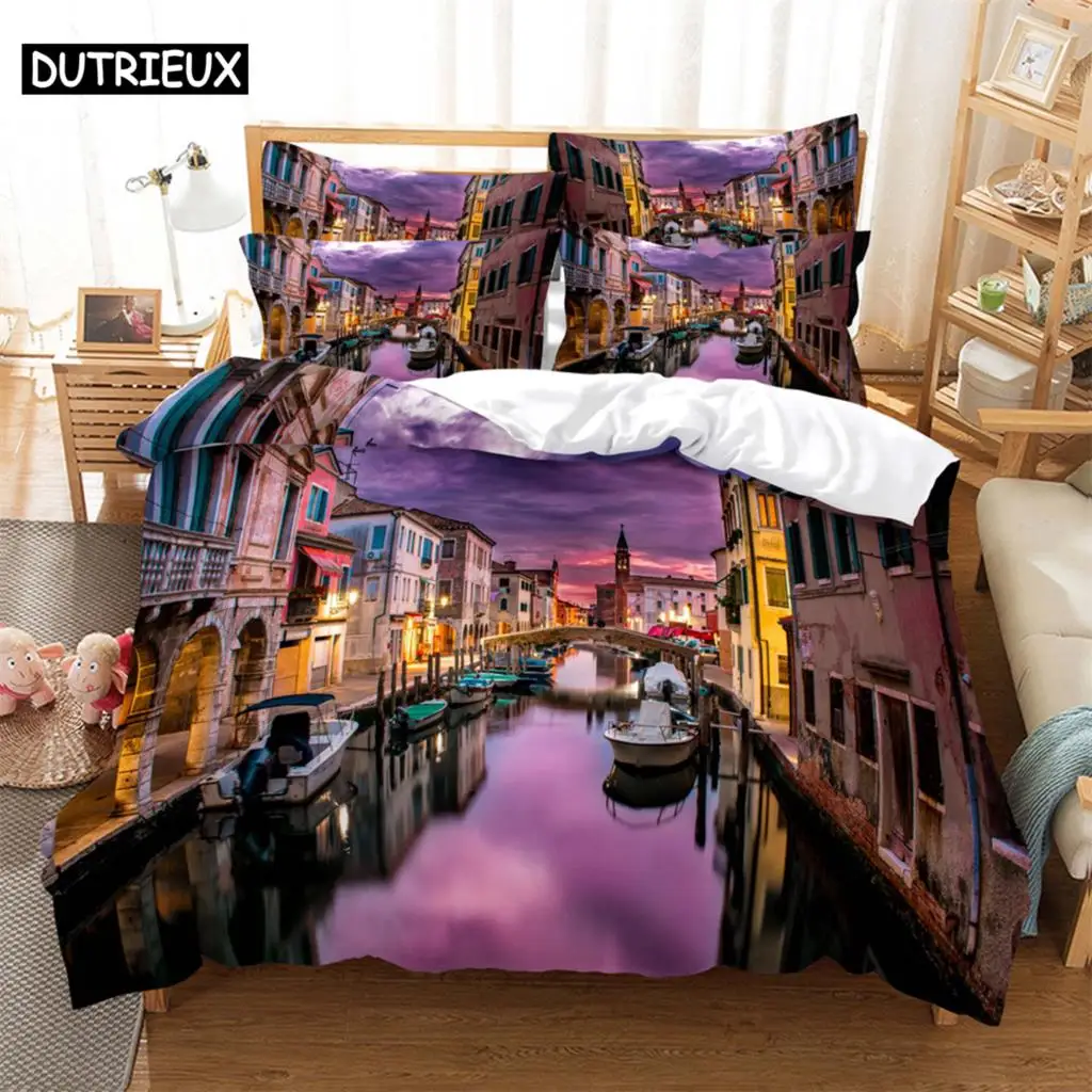 

Small town life Fashion Bedding Set 2/3pcs 3D Digital Printing Duvet Cover Sets 1 Quilt Cover + 1/2 Pillowcases US/EU/AU Size