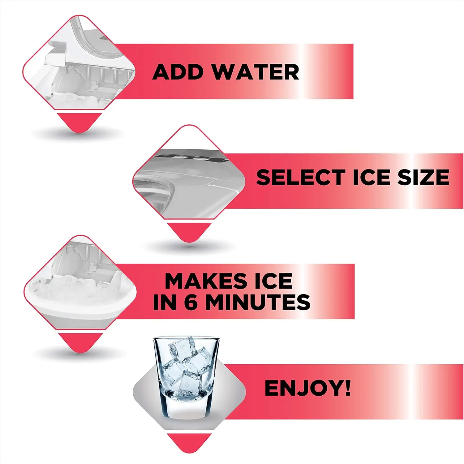 Portable Countertop EFIC108-WHITE Maker, Freestanding, 26LB ice per Day, WHITE