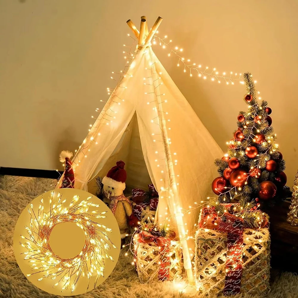 13key Remote Control 5V DC LED Firecracker Weaving String Light USB Battery Powered Fairy Lights for Wedding Christmas Festival