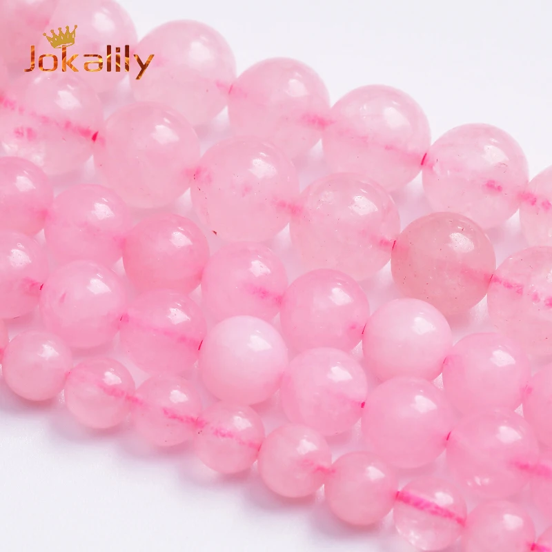 

Narural Rose Quartz Beads For Jewelry Making Pink Crystal Stone Round Loose Beads Diy Bracelet Accessories 4 6 8 10 12mm 15"inch