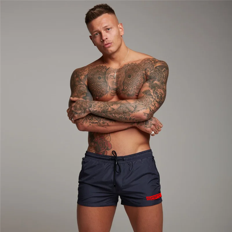 Brand Running Three-quarter Pants Breathable Quick Dry Sports Fitness Shorts Gym Workout Short Pants Swimwear Men's Sportswear 3
