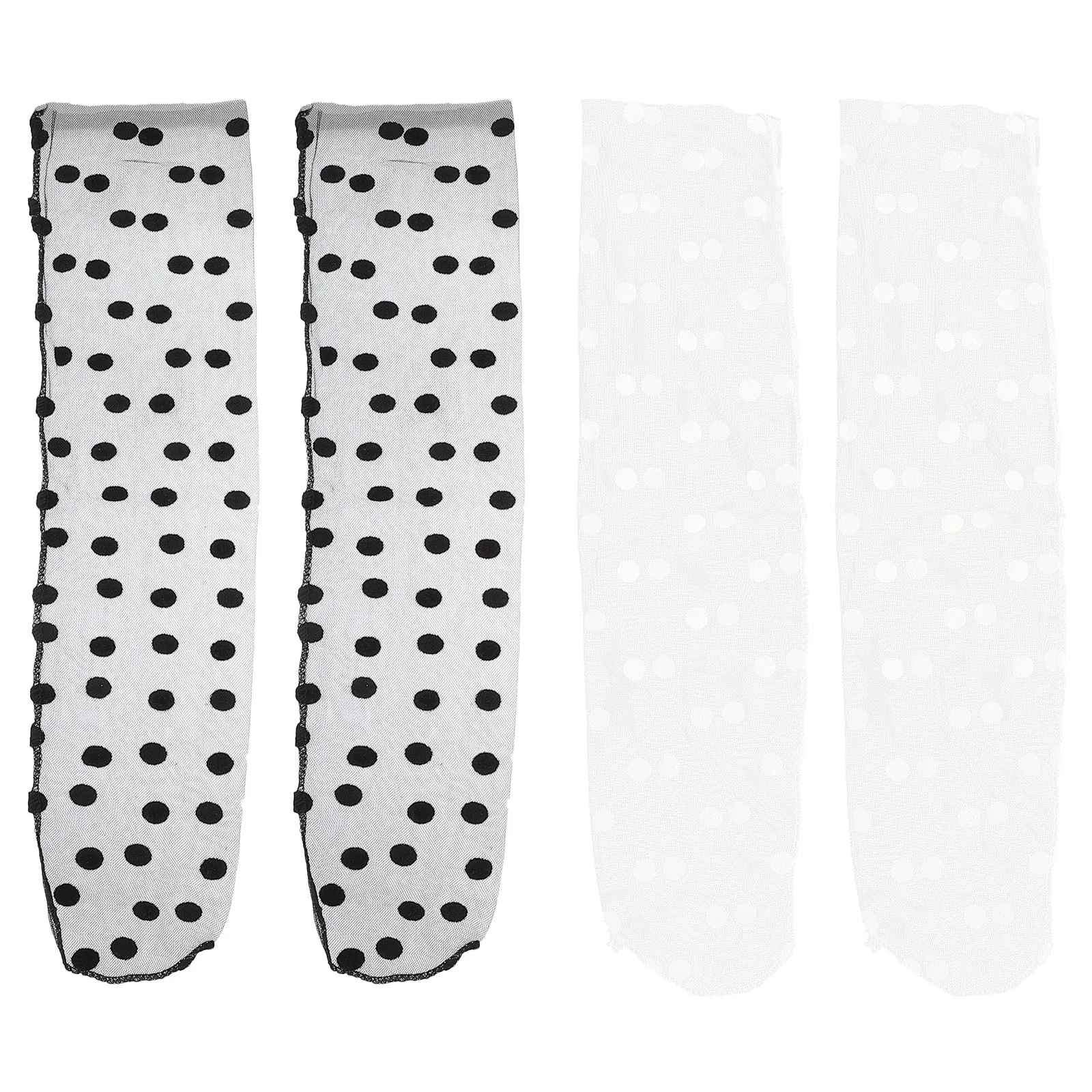 

2 Pairs Thin Tulle Socks Thin Tulle Middle Stockings Velour Dot Middle Stockings