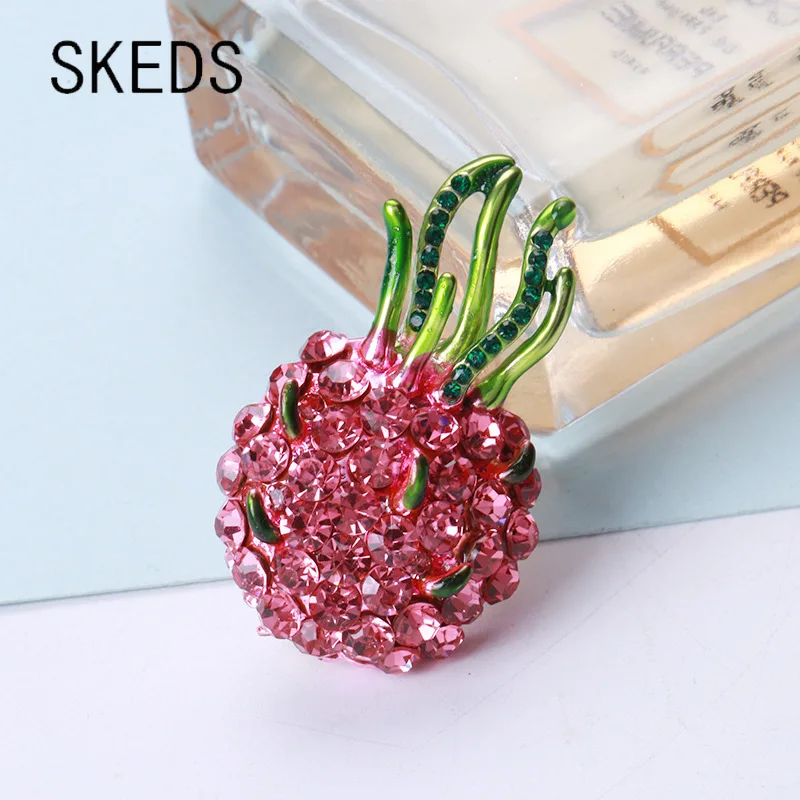 SKEDS Women Fashion Luxury Crystal Flower Brooches Pins Vintage Palace  Style Rhinestone Rose Suit Clothing Brooch Pin Jewelry
