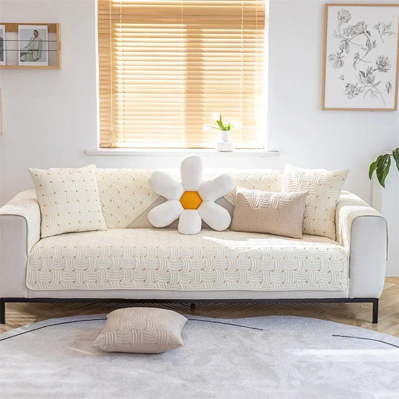 Cotton Sofa Cushion Four Seasons Universal Sofa Cover for Living Room Non-slip Soft Simple Couch Slipcovers Home Sofas Towel 6