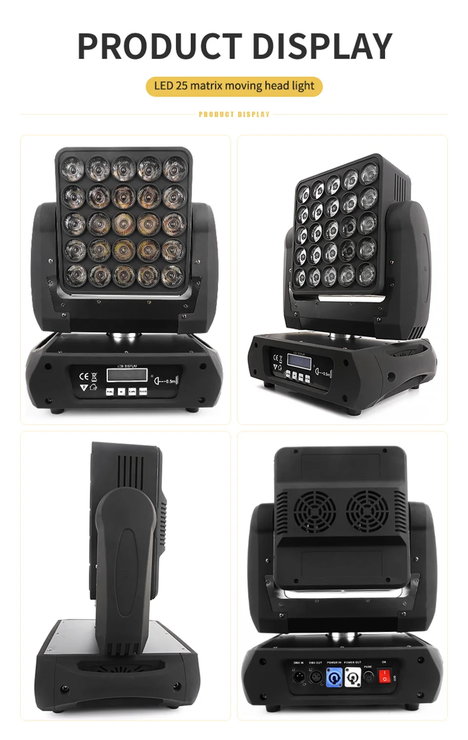 LED 25pcs Matrix Moving Head Light Stage Fixed Pattern Strobe Light 4in1 Concert