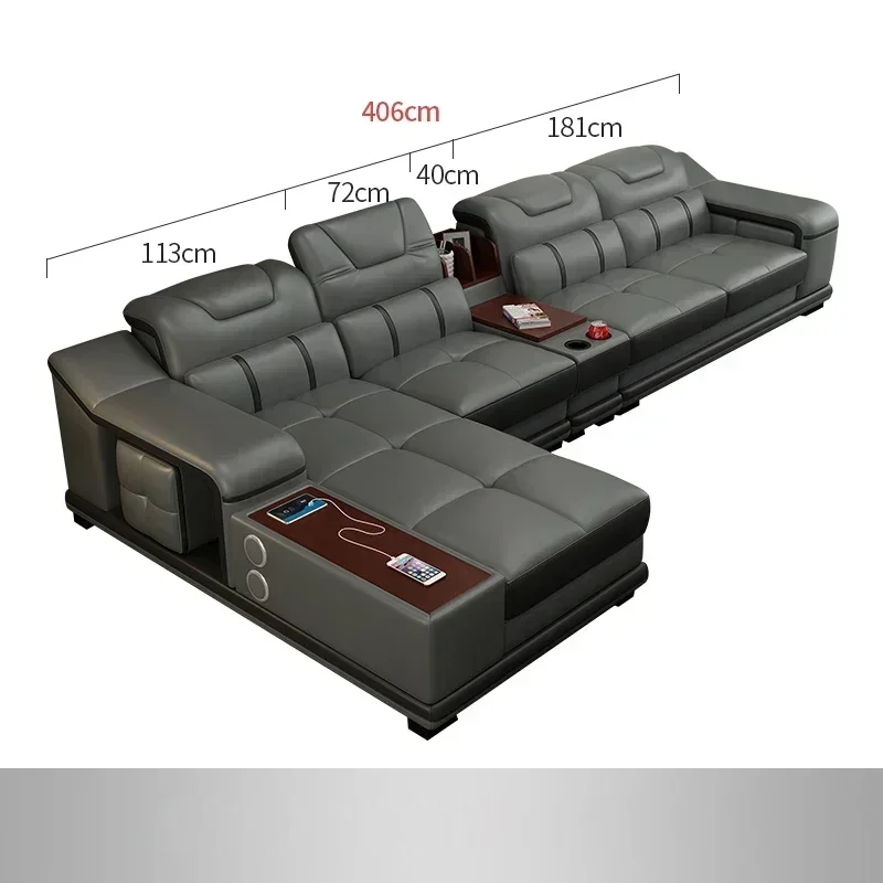 Sofà Grande De Cuero Genuino Para Sala De Estar, Conjunto De Muebles Modernos Para Sala De Estar, Sofà Seccional