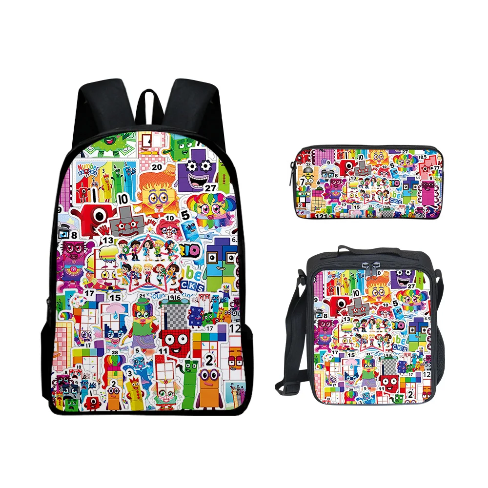 3pcs/set Backpack 3D Cosplay Students Boys Girls Schoolbag Lunch Bag Pencil Case Travel Laptop Bag