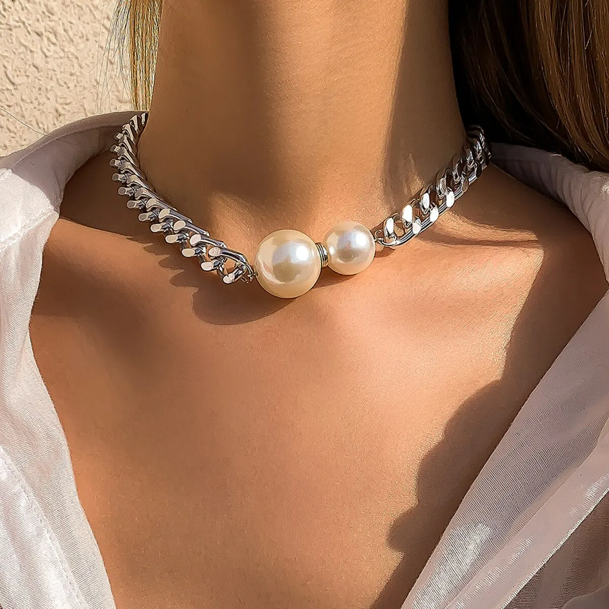 PERLE D'IMITAZIONE COLLANA Di Rotonde Da Donna Mancare Collane Catena