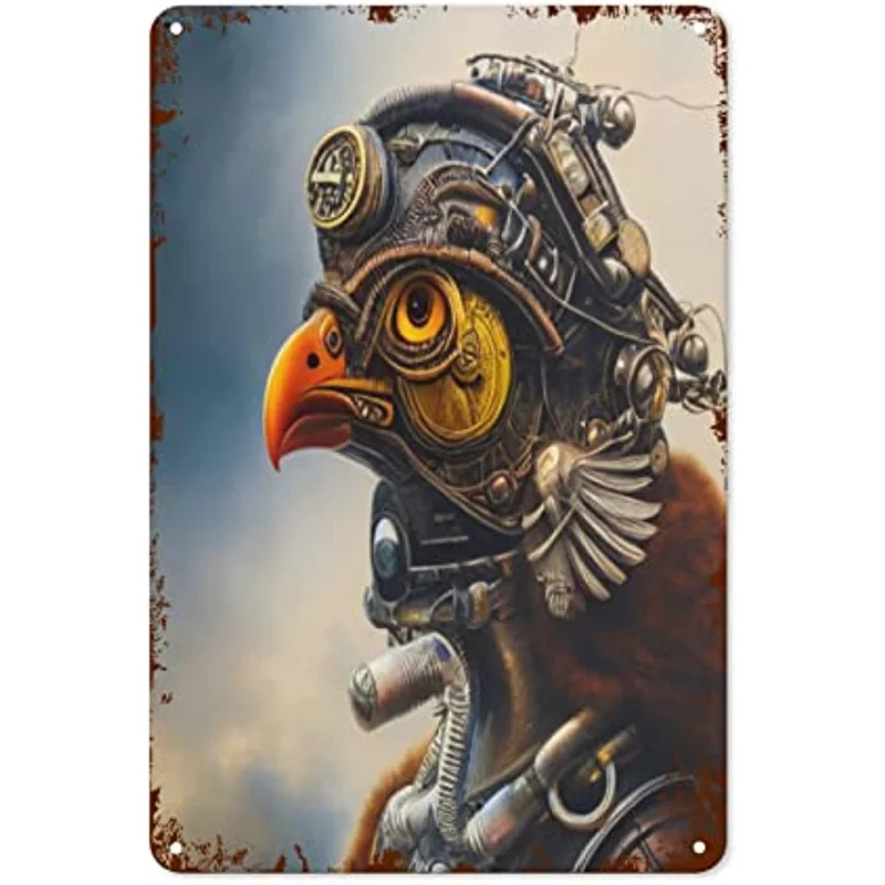 

Vintage Tin Sign Mechanical Chick Poster Print Digital Oil Painting Wall Art Gift Wall Decor Decorations Art Poster Gift Metal