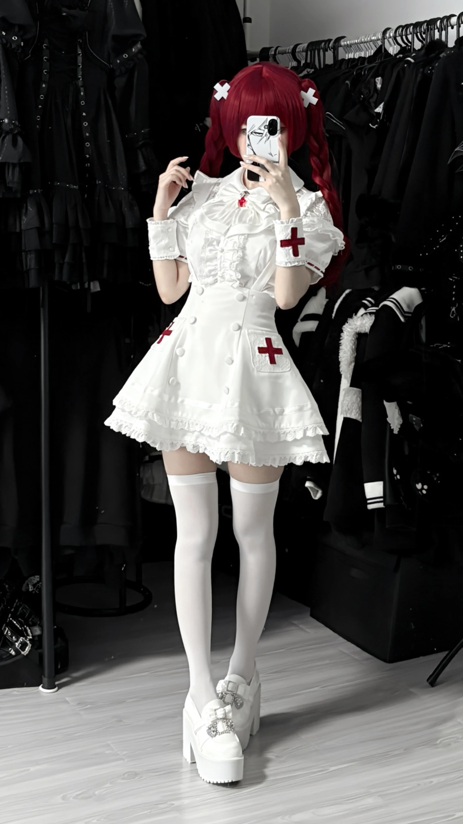 Women's White Gothic Lolita Two-Piece Set