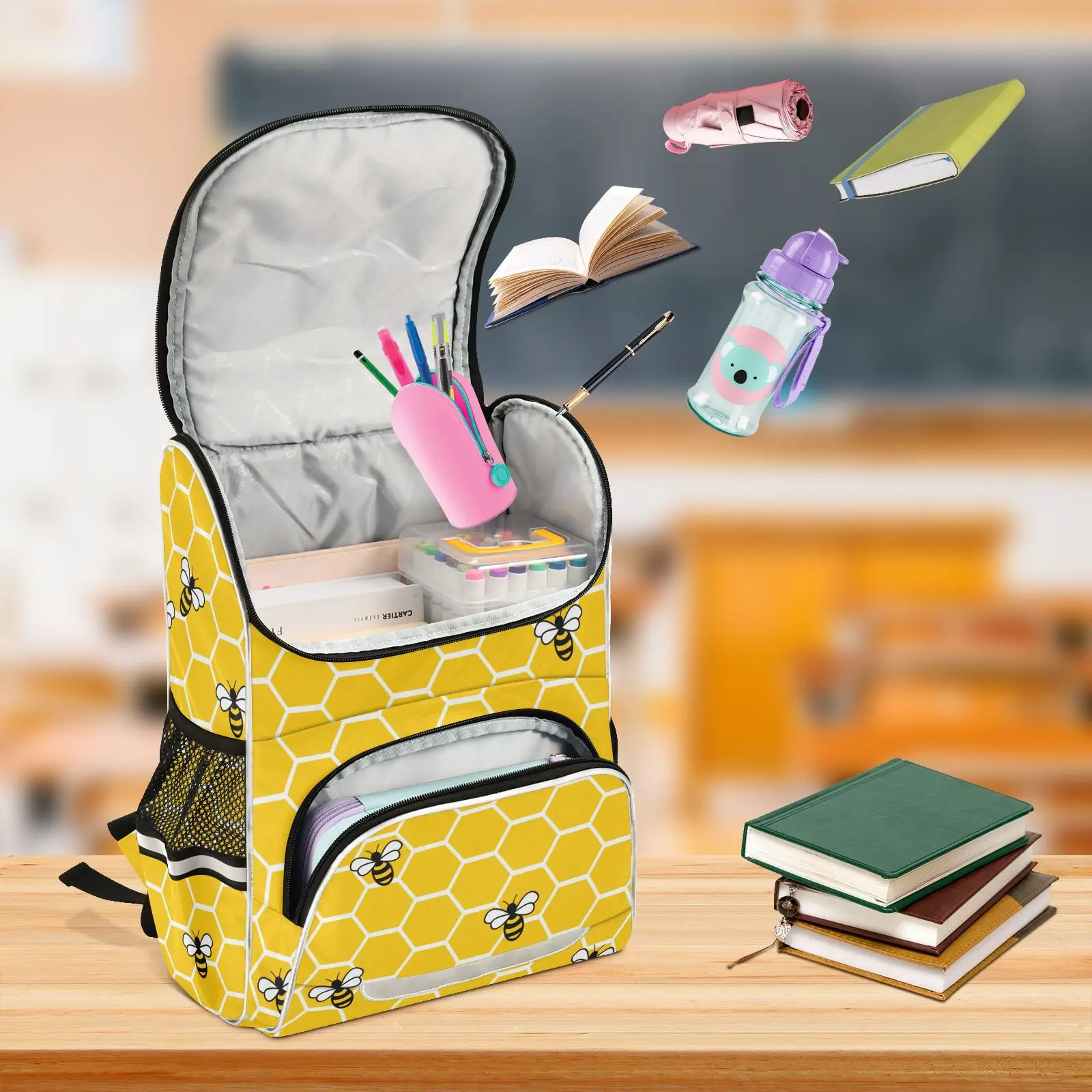 New Schoolbag Children Backpack Boy Girl Primary Bee Honey Theme Book Bag Multi Pockets Japanese Backpacks 2023