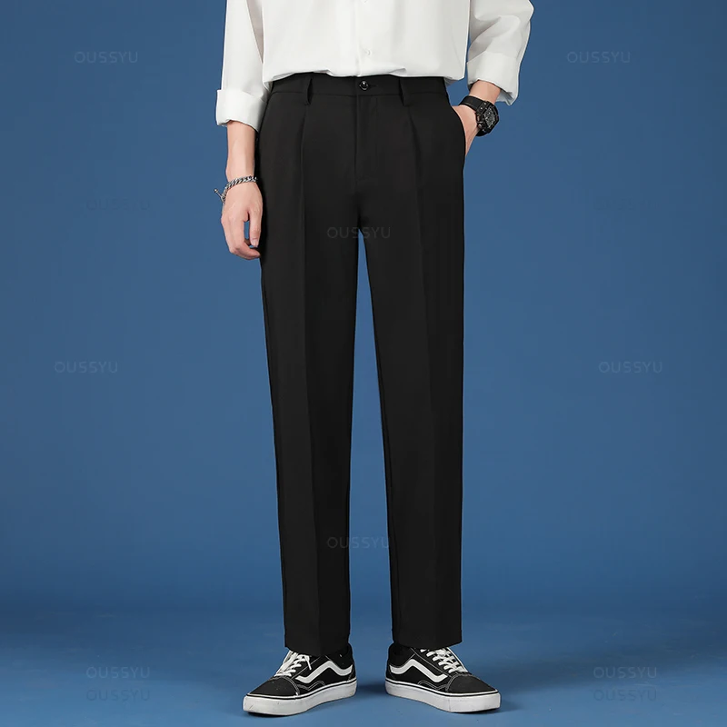 Autumn Winter New Smooth Pendulous Suit Pants Men Business Long Trousers Korean Thick Formal Ankle Length Pant Male Plus Size 40 5