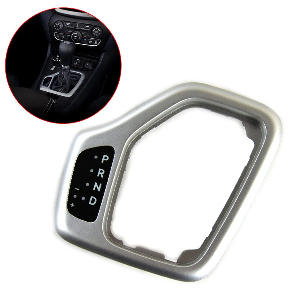 

1x Center Shifter Bezel Silver Plastic Gear Shift Collars Fits For Jeep-Cherokee 2014-2018 #5YD27XSAAA/ 53211211 Interior Parts