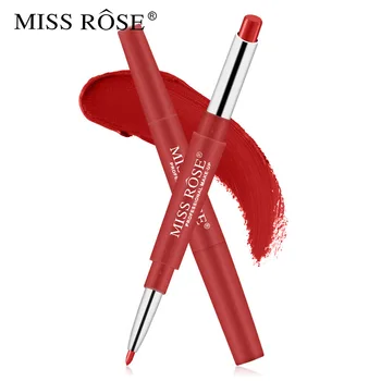 MISS ROSE 더블 헤드 립스틱 펜 = 방수 립스틱 + 립 라이너, 오래 지속되는 벨벳 매트 립 펜슬, 무료 배송 화장품