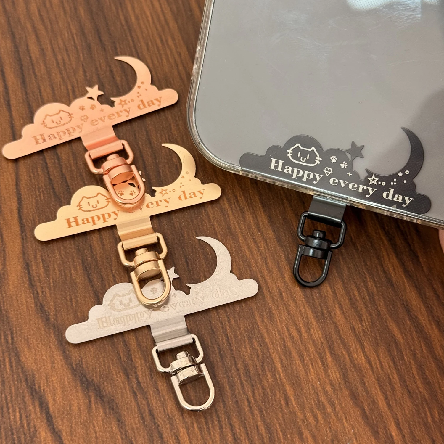 4-1Pcs Phone Lanyard Patch Anti-Lost Replacement Phone Tether Tabs Metal Cute Mobile Phone Lanyard Tether Tabs Patch Clips Ins