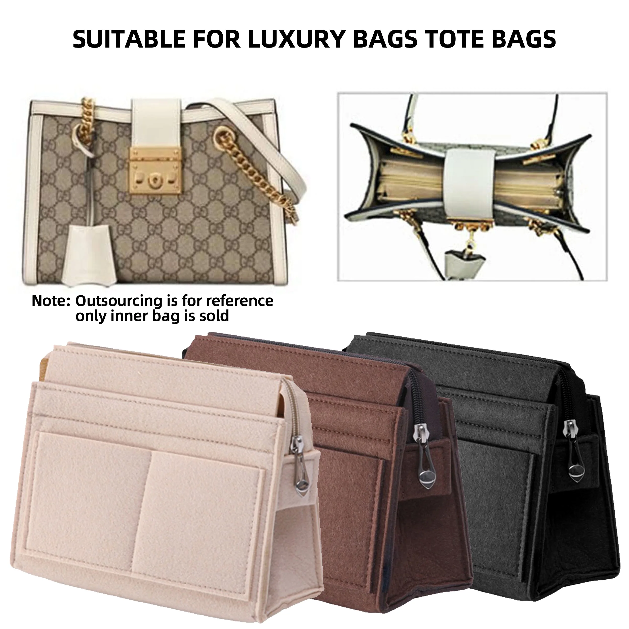 Purse Organizer Insert, Multi-Pocket Felt Bag Organizer For Handbag Tote Bag Purse Organizer