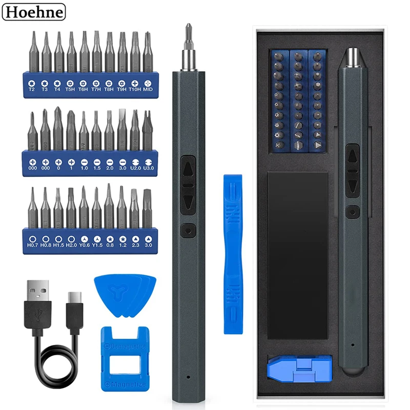 

Mini Electric Precision Screwdriver Set Magnetic Bits Kit Protable Repair Tools LED Light Cordless Rechargeable Screwdrivers