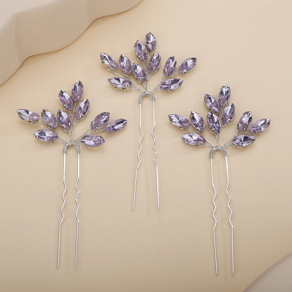 Hair Accessories Bridal Hair Accessories 13Colors Fashion Rhinestone Bridal Hairpins 3PCS Headpiece Wedding Hair Accessories Handmade Vintage Party Tiaras Headdress